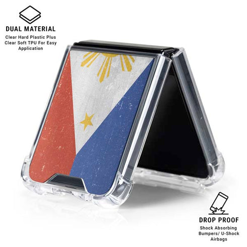 Philippines Flag Distressed Galaxy Z Flip6 Clear Case